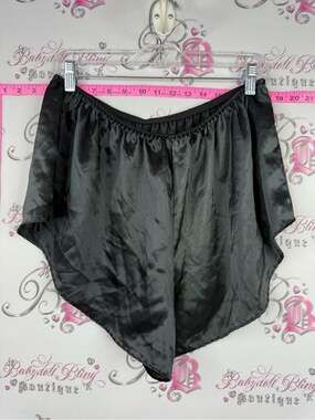 Addition Elle shorts shiny vintage Black Satin Tap Pants with Layered Hem
